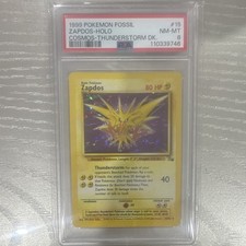 1999 Pokémon Fossil Zapdos #15 Holo PSA 8 LOW POP Graded 110339746 English picture