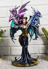 Khaleesi Mother Of Dragons Statue Twilight Fairy With Two Juvenile Dragons Decor picture