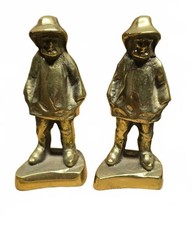 Vintage Peterson Brass Portland Maine Old Salt Fisherman Bookends Figurine Pair picture