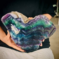 6.6 LB Natural Rainbow Fluorite Slab Reiki Healing Mineral Home Display Decor picture