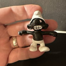 Peyo The Smurfs Black Smurf Figurine, White Hat Pants & Shoes picture