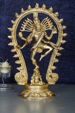 Brass Lord Shiva Dancing Nataraja Statue Handcrafted Hindu God Idol 12 Inch picture