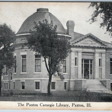 c1910s Paxton, IL Carnegie Library Building Architecture Dome Postcard A379 picture