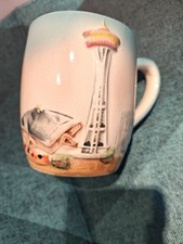 Authentic Vintage Ceramic 1962 Worlds Fair Mug W/3D Space Needle Relief  picture
