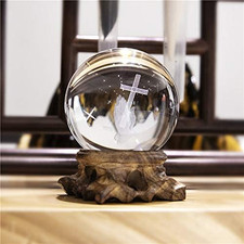 HDCRYSTALGIFTS 3D Cross Crystal Ball Paperweight Full Sphere Glass Fengshui with picture