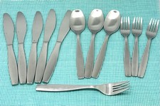 Vintage Gourmet Settings MCM Stainless Flatware 12 Pc Lot Satin Scandinavian picture