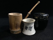 S0821 Vintage Japanese Matcha Tea Ceremony Tools Set Lacquer Natsume Set of 4 picture