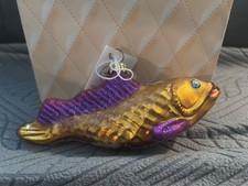1997 Christopher Radko Goldie Fish Gold Purple Glass Christmas Ornament U313AQ picture