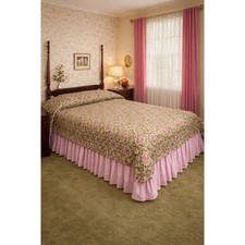 Vintage 70s Floral Bedspread Full Provincial Rose NOS Pink Green Cottagecore picture