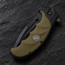 MTech USA Ballistic USMC Marines Folding Knife Black Serrated Blade OD Green picture