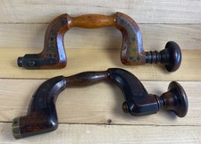 Two Antique Wooden Auger Braces For Restoration or Display Old Tools picture