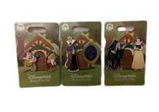 Disney Build A Pin Snow White Dwarfs Cottage Scene Complete Set Of 3 Pins picture