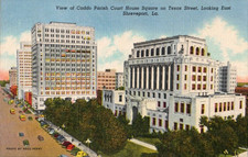 Shreveport Lousiana Caddo Parish Court House Looking East c1940 Postcard picture
