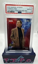 2025 Topps Chrome Marvel Studios Red Refractor Daredevil Vanessa Fisk 4/5 PSA 10 picture