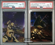 1997 Topps Star Wars Vehicles Promo #P1 P2 PSA 8 Darth Vader Refractor Base Set picture