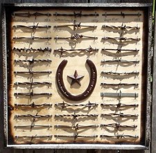Rustic Antique Barbed Wire Display 32 Wire Framed Collection picture