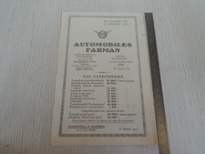 RIF1 RARE Original 1924 Farman Car Single Page Brochure Leaflet picture