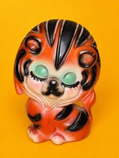 π― CUTE Vtg 1960s LEGO Japan Chalkware Eyelash Tiger Cat Coin Bank Psychedelic picture
