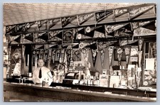 K65/ Interesting RPPC Postcard c1940 Interior Military Bar Tavern Pennants 383 picture