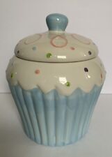 Fillmore Baking Company Pastel Sweet Life Cupcake Canister  7” With Lid Blue picture