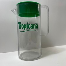 WOW Vintage 90s Tropicana Rare Promo - Orange Juice Pitcher w/ Green Lid & Logo picture