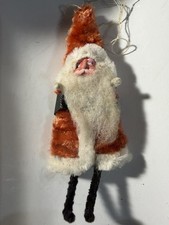1940s Vintage OCCUPIED JAPAN Paper Mache’ SANTA Ornament Chenille Deadstock NOS picture