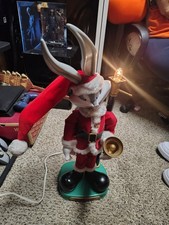 Vintage 1996 Looney Tunes Bugs Bunny Santa Christmas Lamp Light Up Animated picture