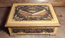 π₯ VTG Italian Sorrento Marquetry Inlaid Wood Swiss Reuge Music Box WORKS picture