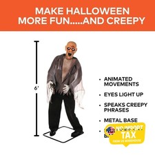 6FT Life Size Animated Zombie Standing Halloween Animatronic Prop ATC00260 picture
