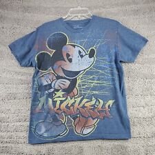 Disney Men's M Medium T-Shirt Tee Mickey Mouse Blue Short Sleeve picture