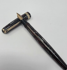 Vintage Parker Duofold Fountain Pen Maroon Stripe Blue Diamond 1945 Chevron Band picture