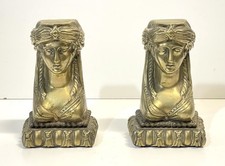Antique French Empire Bronze Head Mounts Bookends picture