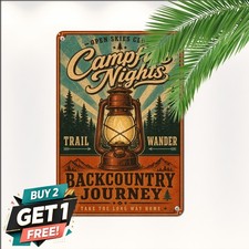 vintage camping adventure poster central lantern illustration sunburst picture