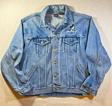 VTG 90s Disney Mickey Unlimited Denim Jacket Embroidered Jerry Leigh Trucker L picture