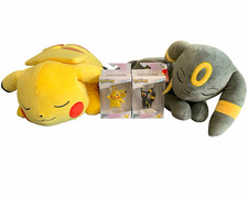 Pokémon Pikachu & Umbreon Sleeping 18” Plushies + Matching Glitter 30th Figures picture