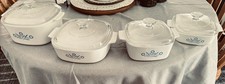 Corning Ware 8pc Vintage Cornflower Baking Casserole Cookware Set 4 with lids picture