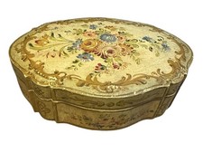 Vintage Hand Painted I Magnin & Co Floral Treasure Jewelry Box Made in Italy picture