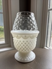 Vintage Avon Milk Glass Hobnail Candle Holder/Fairy Lamp picture