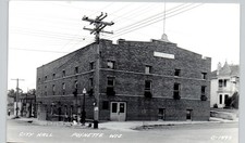 CITY HALL poynette wi 1940s postcard wisconsin real photo rppc street picture