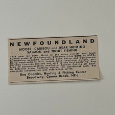 Newfoundland Moose Caribou Hunting Reg Coombs Corner Brook NL 1966 Ad SAH8-3-V2 picture