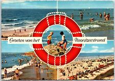 VINTAGE CONTINENTAL SIZE POSTCARD (5) VIEWS TEXEL BEACH ON THE NORTH SEA HOLLAND picture