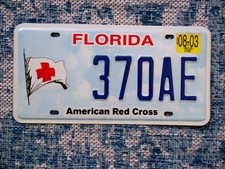2003 Florida American Red Cross License Plate 370AE Mint Natural Discontinued picture