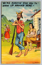 Postcard Comic Hillbilly Humor We're Awaitin Fer You Around Here VTG c1910   G2 picture