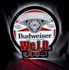 BUDWEISER BEER WE ID COUNTDOWN CLOCK LIGHT UP LED SIGN GAME ROOM MAN CAVE PUB picture