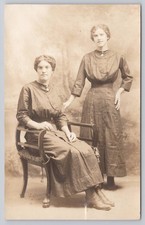 RPPC Two Young Women Portrait Studio Photo Postcard 1900s Fashion Sent picture