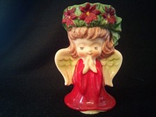 Vtg Lefton Japan Ceramic Praying Barefoot Girl Angel Christmas 4