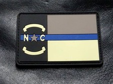 North Carolina State Flag Thin Blue Line NC Patch (HOOK- PVC Rubber) picture