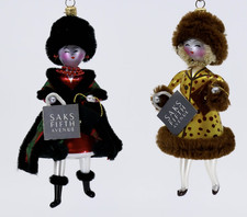 Pair of Soffieria De Carlini Saks Fifth Avenue Glass Fashion Lady Ornaments Ital picture