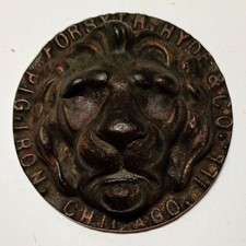 Forsyth & Hyde & Co. 3D Lion Head Pig Iron Cast Iron Advertising Paperweight picture
