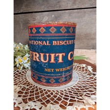 National Biscuit Co FRUIT CAKE Vintage Inspired Rusted Can - Pint picture